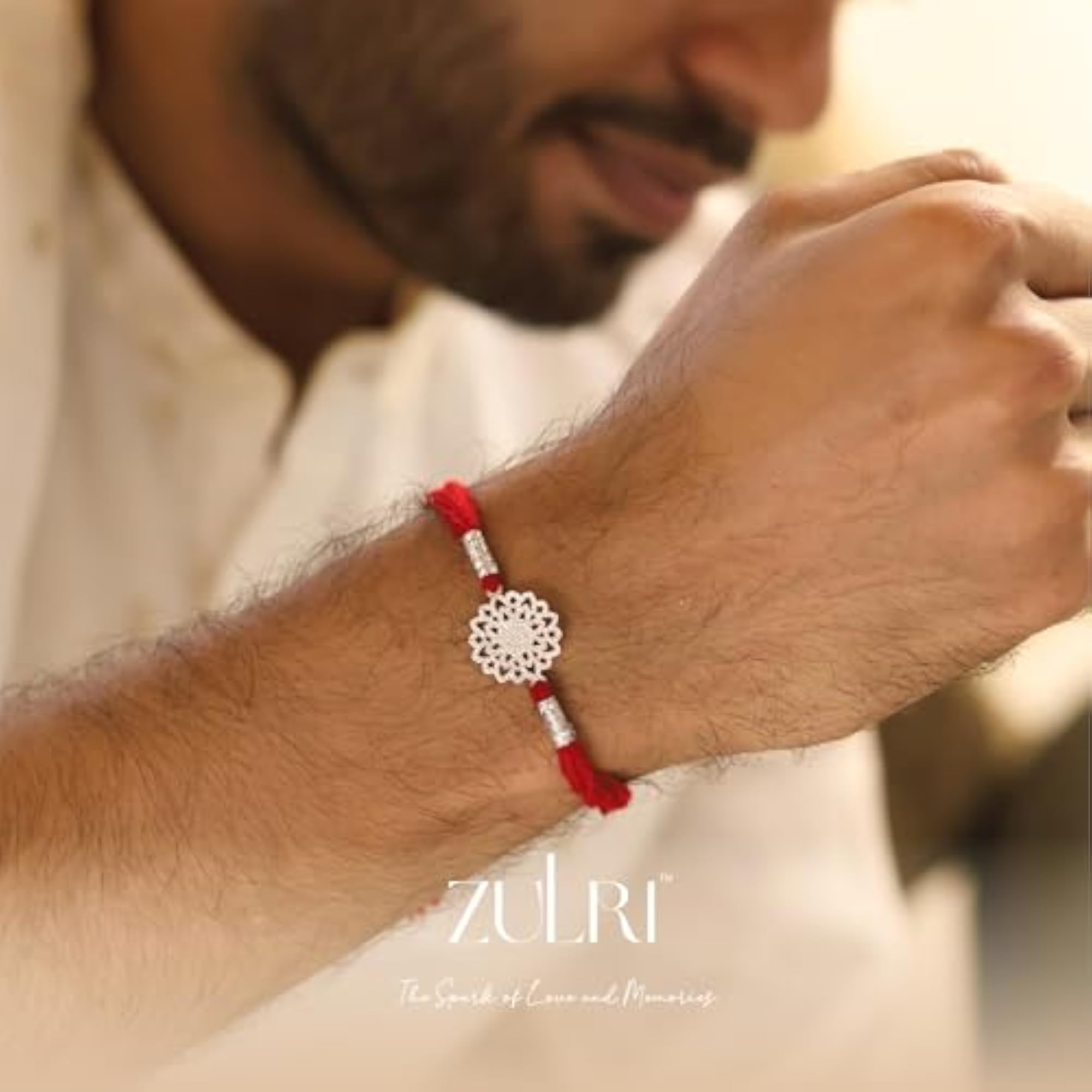 925 Sterling Silver Lotus Rakhi for Brother with Greeting Card
