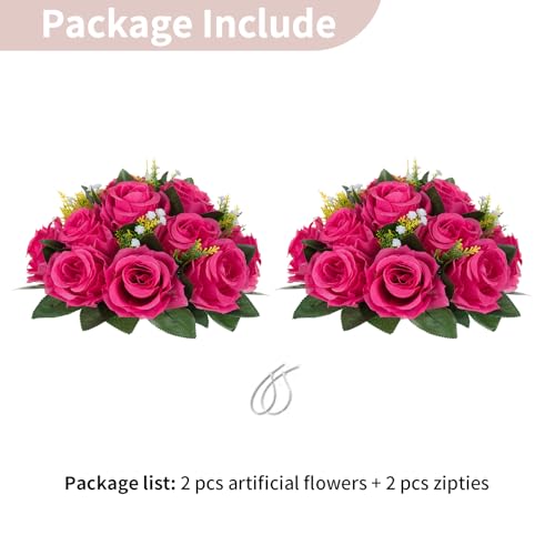 Image of NUPTIO Flower Ball for Table Centerpieces: Hot Pink Artificial Rose