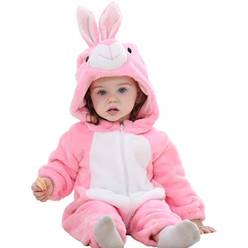 SONARIN Winter Baby Flanell Strampler,Mädchen und Junge Karikatur Tier Jumpsuit Spielanzug,Onesie Jumpsuit mit Kapuze Cover