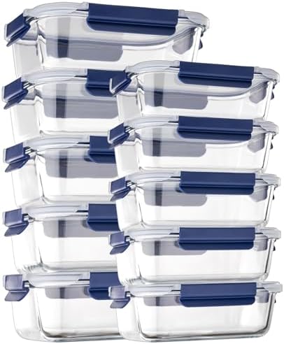 Glass Food Storage Containers with Lids Airtight, [10 Pack] Glass Meal Prep Containers, Storage Container Set with Bpa-free Lid for Food, Lunch Bento Box - Thumbnail 3