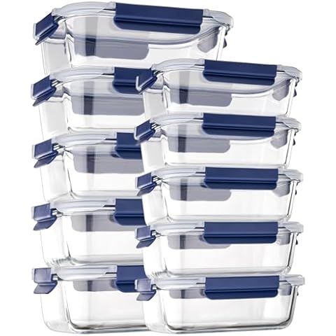 coccot 10 Pack Glass Storage Containers Cover