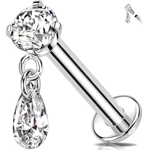 Titanium G23 Dangle Helix Earring with CZ Cover