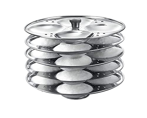 Image of BLeaf Stainless Steel-Regular Idli Stand /Idli Plates (5 Plates, 20 Idlis)