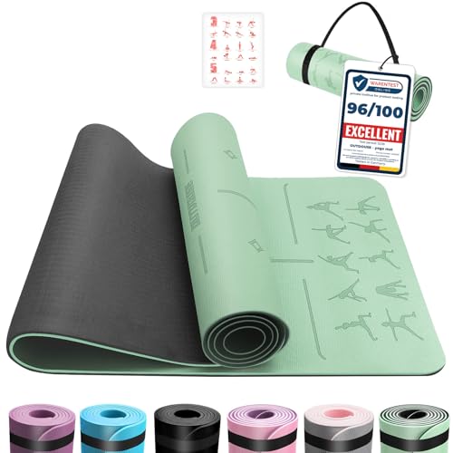 OUTDOUSE Tapis de Yoga,Tapis de Sport, Antidérapant,pour la Gymnastique,Pilates,Yoga,Maison,Voyage,Tapis de Gymnastique avec sangles de rangement,183x61x0.6cm