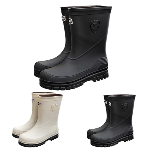 Botas de goma para mujer, medias altas, anchas, anchas, para mujer, color negro, zapatos de jardín, impermeables, cómodas, antideslizantes, botines de cocina para exteriores, unisex, botas de pesca