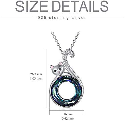 Cat Gifts for Cat Lovers, Sterling Silver Cat Pendant Necklace, Birthday Jewellery Gifts for Women Her Wife