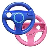 AreMe 2 Pack Racing Steering Wheel for Wii and Wii U Remote Controller (Pink+Blue)