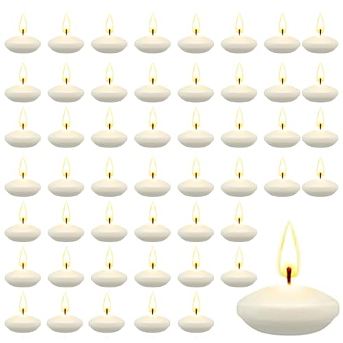 Bougie Flottante, 50 Pièces Bougies Flottantes Inodore, Créer une Atmosphère Bougie Flottante Blanche Utilisé pour les Mariages, Les Piscines, Les Spas, Les Baignoires, Les Dîners de la Saint-Valentin