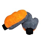 OUNONA Coral Fleece Car Wash Mitt Ultra Water Absorption Multi-Functional Cleaning Gloves for Car Detailing One Size Fits