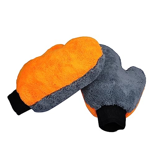 OUNONA Coral Fleece Car Wash Mitt Ultra Absorbent Cleaning Gloves for Safe Detailing Lint Dual Sided Design for Cars Trucks Motorcycles Boats and Rvs