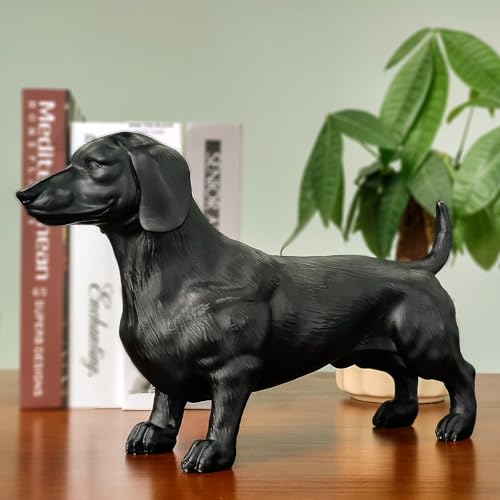 Figura decorativa de perro salchicha realista de resina