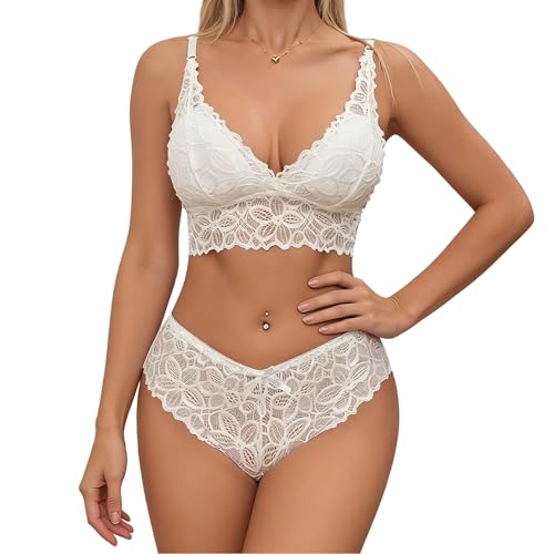 GIVTULIP Ensemble de sous-vêtements BH et slip pour femme en dentelle Ensemble de lingerie avec bonnets push-up sans armatures à bretelles réglables Grandes...