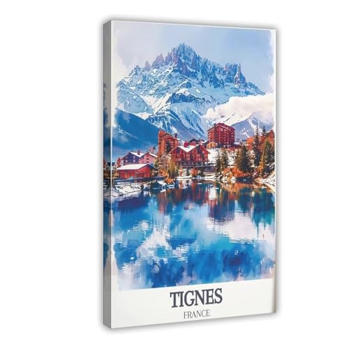 ZDFTAFD Póster de Tignes – Lienzo con impresión de esquí de Tignes, decoración de dormitorio, decoración de paisaje, regalo, 20 x 30 cm