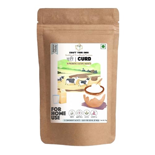Image of Alla's Posh Flavors Probiotic Artisanal Curd Starter | Lab Tested Cultures | 10 Sachets for 500ml Milk Each | Healthy & Digestive Curd | Supports Gut Health | Selected Strains for Indian Dahi | Preservative, Additive & Chemical Free | दही कल्चर