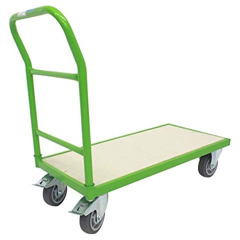 TRUTZHOLM Profi Plattformwagen mit Feststellbremsen | 100 x 52 cm Maße | Transportwagen Handwagen Magazinwagen Wagen| Traglast locker 500 kg Cover