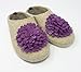 Handmade Women's 100% Wool Slippers with Pink Flower and Arch Support Insole