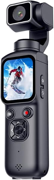 【4K・7500万画素】アクションカメラ ポケットジンバル 自動追尾 330度回転 手ブレ補正 美肌補正 31種フィルター Vlogカメラ 1.72インチタッチパネル Wi-Fi転送 OTG対応 推し活 ライブ配信 TikTok YouTube対応 32GBカード付属 軽量コンパクト 本格派 プレゼント (ブラック) - 1
