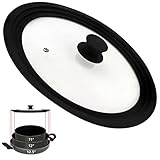 Modern Innovations Silicone & Glass Universal Lid (11 to 12.5 Inches) - BPA-Free Silicone Lid with...