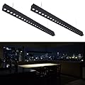 LEONLITE 4FT LED Linear Light Linkable Anti Glare, 0-10V Dimmable 100-277V Commercial-Grade Architectural Suspended Lighting Fixture, UL Listed, DLC & ETL, 40W 4600LM, 4000K Cool White, Black, 2 Pack