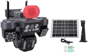 JTLB Câmera de segurança solar WiFi grau 3 lente 12MP HD 4X Zoom PIR detecção de movimento com bateria de 8000mAh painel solar de 5W para loja de quintal