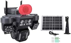 JTLB Câmera de segurança solar WiFi grau 3 lente 12MP HD 4X Zoom PIR detecção de movimento com bateria de 8000mAh painel solar de 5W para loja de quintal
