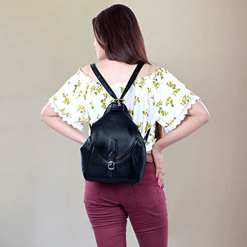 Image of RICHSIGN LEATHER ACCESSORIES 2 In1 Full Grain Natural Leather Backpack & Shoulder Handbags For Women Office (Dimension-L-9 X H-12 X W- 5 Inch) Weight- 0.6 KG / 600 GR.