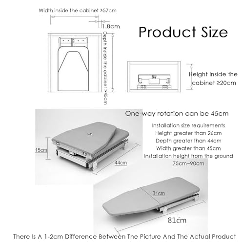 Retractable Ironing Board,Rotatable 180° Pull-out Ironing Board,Closet Fold Ironing Board Save Space,for Wardrobe Cloakroom Home Apartment(Color 1) - Image 2