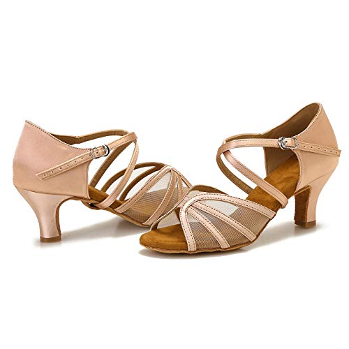 Image of Women's Ballroom Dance Shoes Latin Salsa Dancing Shoes Cross Strap 2.5inch Heel 3inch Heel ZB04