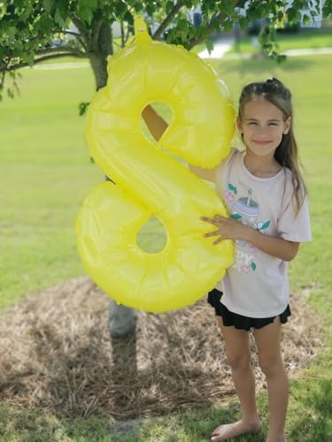 Image of 7 Balloon Numbers Birthday Decorations, 40In Yellow Balloons for Men Women | Eye-catching Appearance, Perfect Decorative Centerpieces, Convenient Self-sealing Structure, Widely for Various Occasions