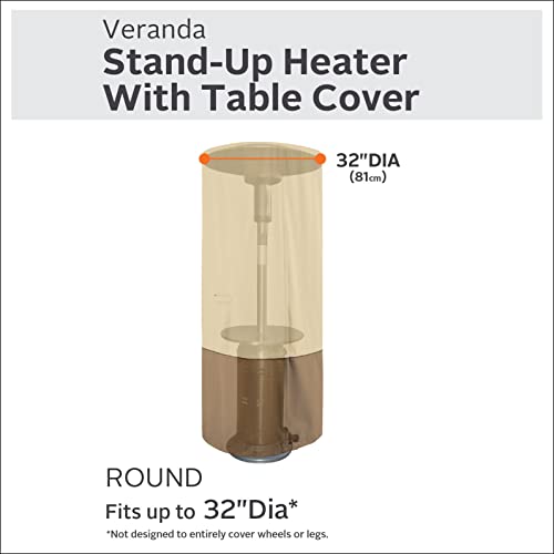 Classic Accessories Veranda Water-Resistant 32 Inch Round Stand-Up Patio Heater With Table Cover, Outdoor Table Cover #TOP1