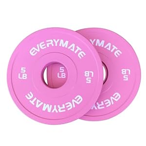 EVERYMATE Pink Change Weight Plates 5LB Set Fractional Plate Olympic Bumper Plates for Cross Training Bumper Weight Plates Steel Insert Strength Training Weight Plates