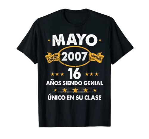 Hombre 16 Años Cumpleaños Regalo Hombre Mayo 2007 Mayo 16 Años Camiseta