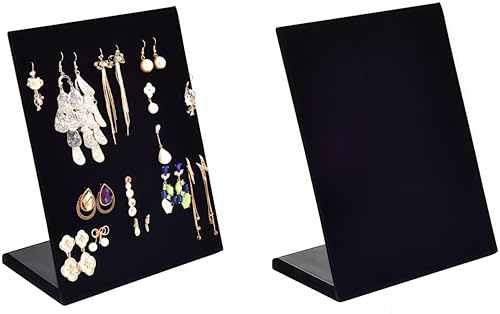 Loopunk Ohrring Halter, Set mit 2 Ohrring Aufbewahrung,Samt L-Förmiger Schmuckständer Ohrringe Aufbewahrung mit 60 Löchern für 30 Paar Ohrringe (schwarz)