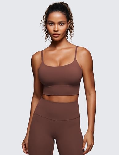 Image of CRZ YOGA V Back Longline Sports Bras | Medium Support, Removable Pads, Yoga, Brushed, Scoop Neck, Spaghetti Straps, for Women