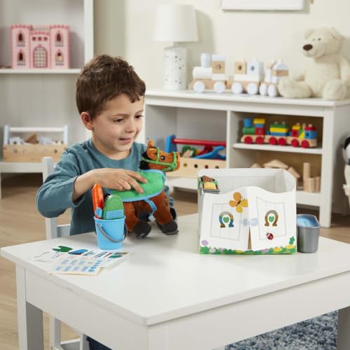 Image of Melissa & Doug Feed & Groom Horse Care Play Set and Plush Toy | 23 Piece Set, Plush Horse, Saddle, Grooming Accessories and Care Checklist, Pretend Play, Preschool Toys for Kids, Ages 3+