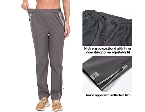 Mapamyumco Women's Stretch Golf Pants Quick Dry Lightweight Upf 50+ For Hiking Trekking Zipper Pockets Grey L #TOP3