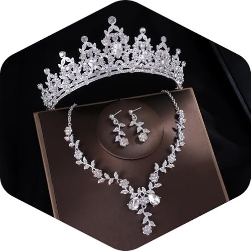 Kamirola Tiaras and Crowns for Women,Tiaras Earrings Necklace, Crystal Bridal Jewelry Set, Costume Party Halloween Prom Pageant Jewelry for Women(TR45)