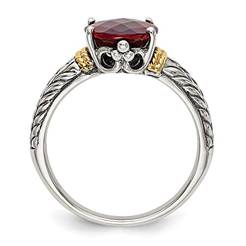 Shey Couture 925 Sterling Silver Bezel Polished Prong Set With 14K Garnet Ring Size 8 Jewelry Gifts For Women #TOP2