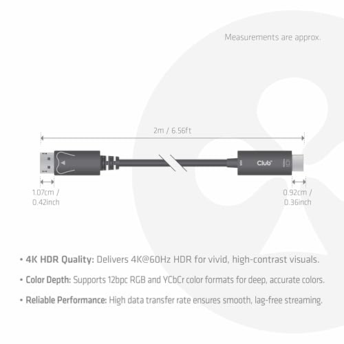 Cable DisplayPort 1.4 a HDMI HDR con chipset activo y longitud de 2 metros 3