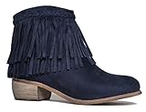 J. Adams Bree Ankle Boot - Western Fringe Cowboy Low Heel Bootie