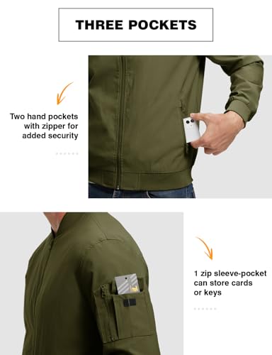 Image of TBMPOY Men's Windproof Bomber Jackets Lightweight Track Jackets Windbreaker Outdoor Golf Fashion Coat
