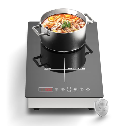 Borrallio Double Induction Cooktop, 1900W Portable 2 Burner Electric Cooktop with 8 Power Levels, 180-Min Timer, Child Lock, Built-in or Countertop Use, Ideal for Dorm, RV, Small Kitchen