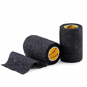 SPORTTAPE Self-Adhesive Football Sock Tape | 7.5cm x 4.5m – Black | Cohesive Bandage – Pet Bandage, Vet Wrap for Dogs…