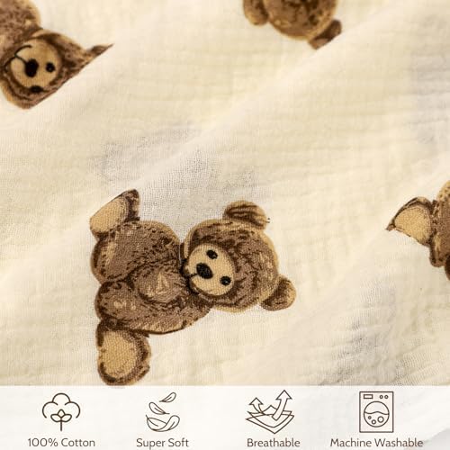 SWESEN Muslin Nursing Pillow Cover, Soft Removable Cover for Breastfeeding Pillows, Pillow Slipcover for Baby Boys and Girls, Comfortable & Breathable, Bear, Washable (Only Cover) — 사진 3