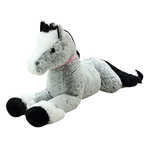 PECLO 90-120 cm Peluche Cavallo Giocattolo di Grandi Dimensioni Bambola di Peluche Bambino Regalo di Compleanno per Bambini Home Shop Decor Giocattolo di qualità Giocattoli per Bambini 120 cm Grigio