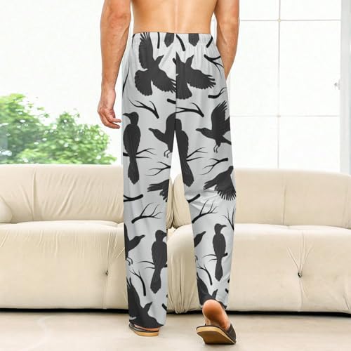 MoBlinko Mens Pajama Pants Women Halloween Black Ravens Pj Pants Women's Pajama Bottoms4