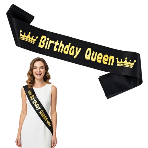 Birthday queen sash gold foli letter happy birthday sash for women and girls queen birth day decorations gifts party favors