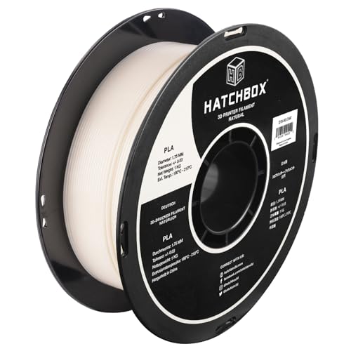 HATCHBOX Filament PLA naturel de 1,75 mm pour imprimante 3D, bobine de 1 kg, prÃ©cision dimensionnelle +/- 0,03 mm, filament d'impression 3D