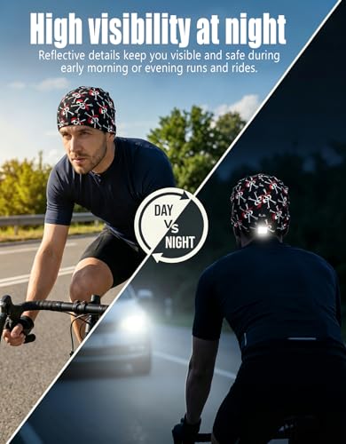 Image of Sweat Wicking Skull Caps Cooling Helmet Liner Hat Running Beanie Cycling Skullcap Sleeping Cap for Men Women