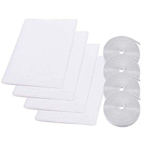Mosquiteras para Ventanas, 4 Pcs Mosquiteras de Ventanas, Malla Contra Insectos Mosquitera Universal Pantalla de Insectos Mosca net Ventana con 4 piezas Cintas Autoadhesivas (1.3m x 1.5m)